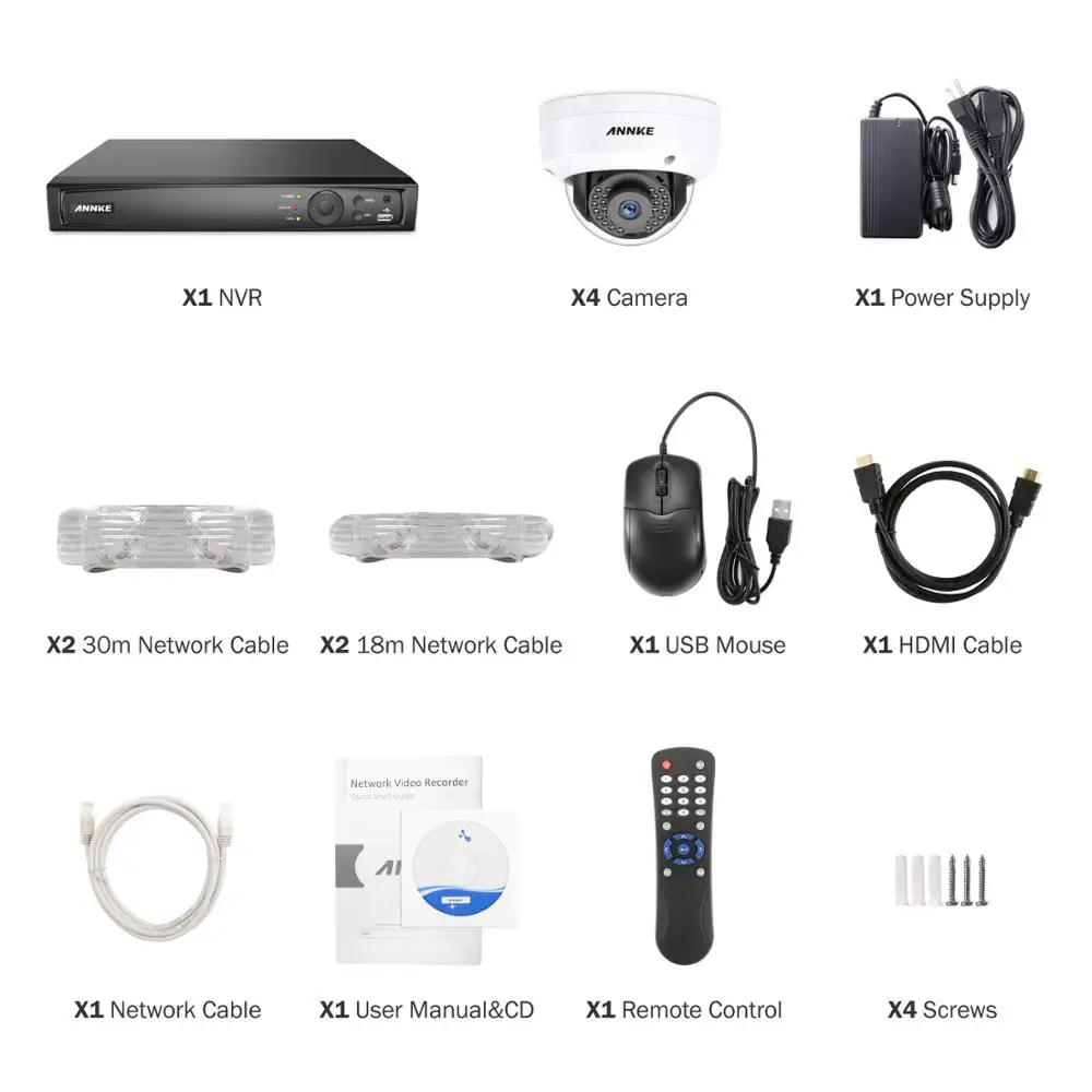 ANNKE 8CH 2MP Ultra HD POE сетевая видео система безопасности 4K H.265 NVR с 4 шт 30 м EXIR ночного