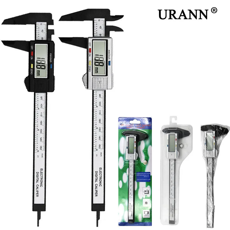 

Цифровой Штангенциркуль с нониусом измерения 150 мм 6 дюймов ЖК-дисплей Электронный пластиковый измерительный прибор приборы для измерения ...