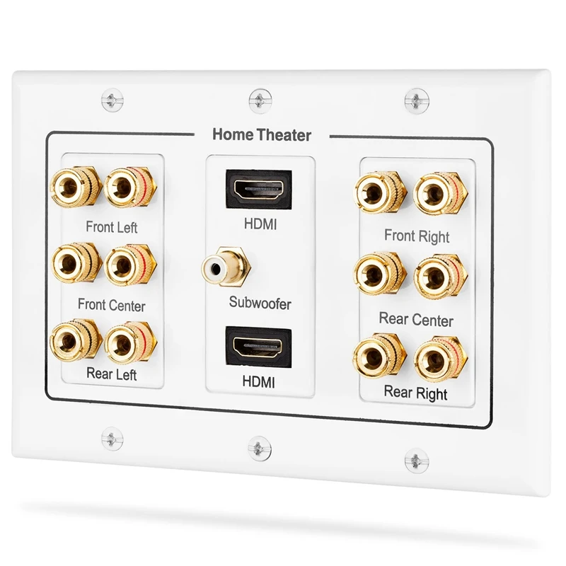 3-Gang 6 1 настенная панель динамика для домашнего кинотеатра пластина RCA 2 HDMI