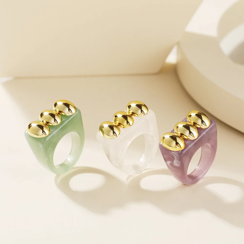 

Resin purple white green ring Ring size 6 jewelry rings for women wedding Party banquet gift