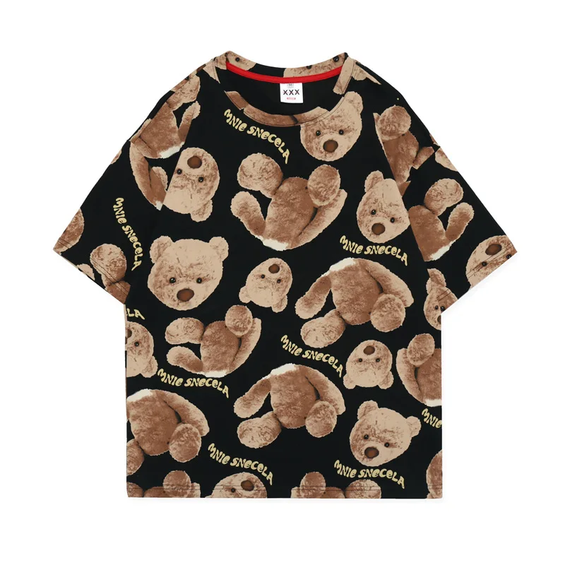 

Men T Shirt Hip Hop Harajuku Streetwear Funny Bear High Street Tshirt Oversize New 100% Cotton Tops Tees Male Couple T-Shirt