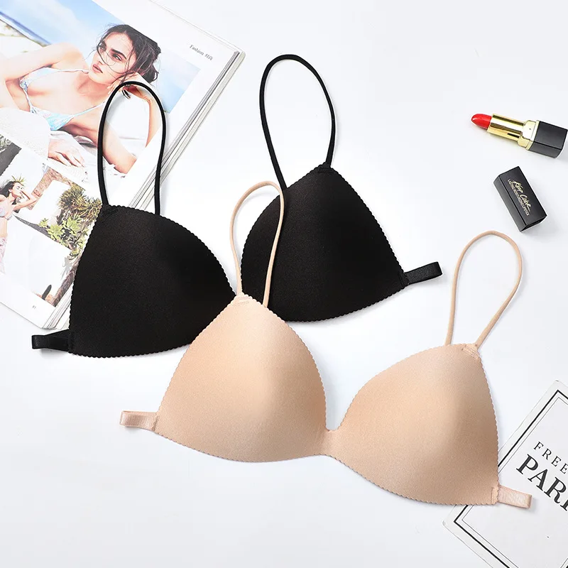

Women's Summer Thin One-piece Underwear Bra Ladies Casual Triangular Wirefree Underwear Seamless Push Up Bra For Girls 2021