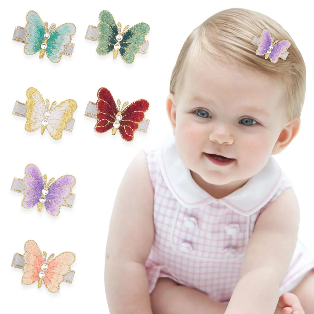 Новые милые заколки с бабочками для маленьких девочек радужными бантами детей