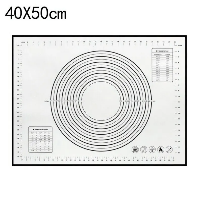 40x50cm black Антипригарный силиконовый коврик для теста, утолщенный коврик для выпечки, сделай сам, коврик для раскатки теста для теста, лист для печенья, подкладка для макарон, инструменты для выпечки - Цвет: 40x50cm black