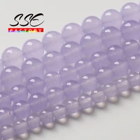 natural lilac purple jades chalcedony beads round loose stone beads for jewelry making diy bracelet accessories 4 6 8 10 12 14mm
