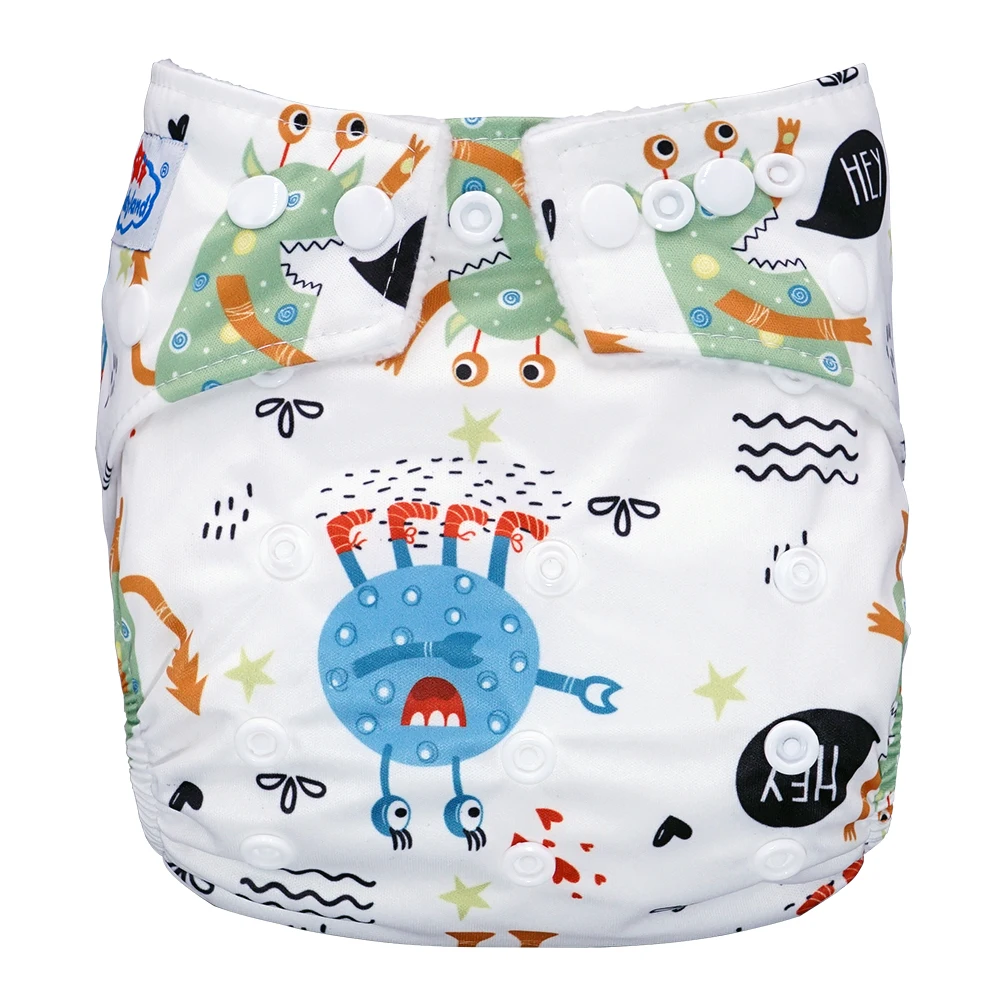 Babyland My pick/новые детские тканевые подгузники с принтами, 1 шт., детские подгузники, штаны для маленьких и больших детей, водонепроницаемые регулируемые детские подгузники, распродажа - Цвет: Темно-синий