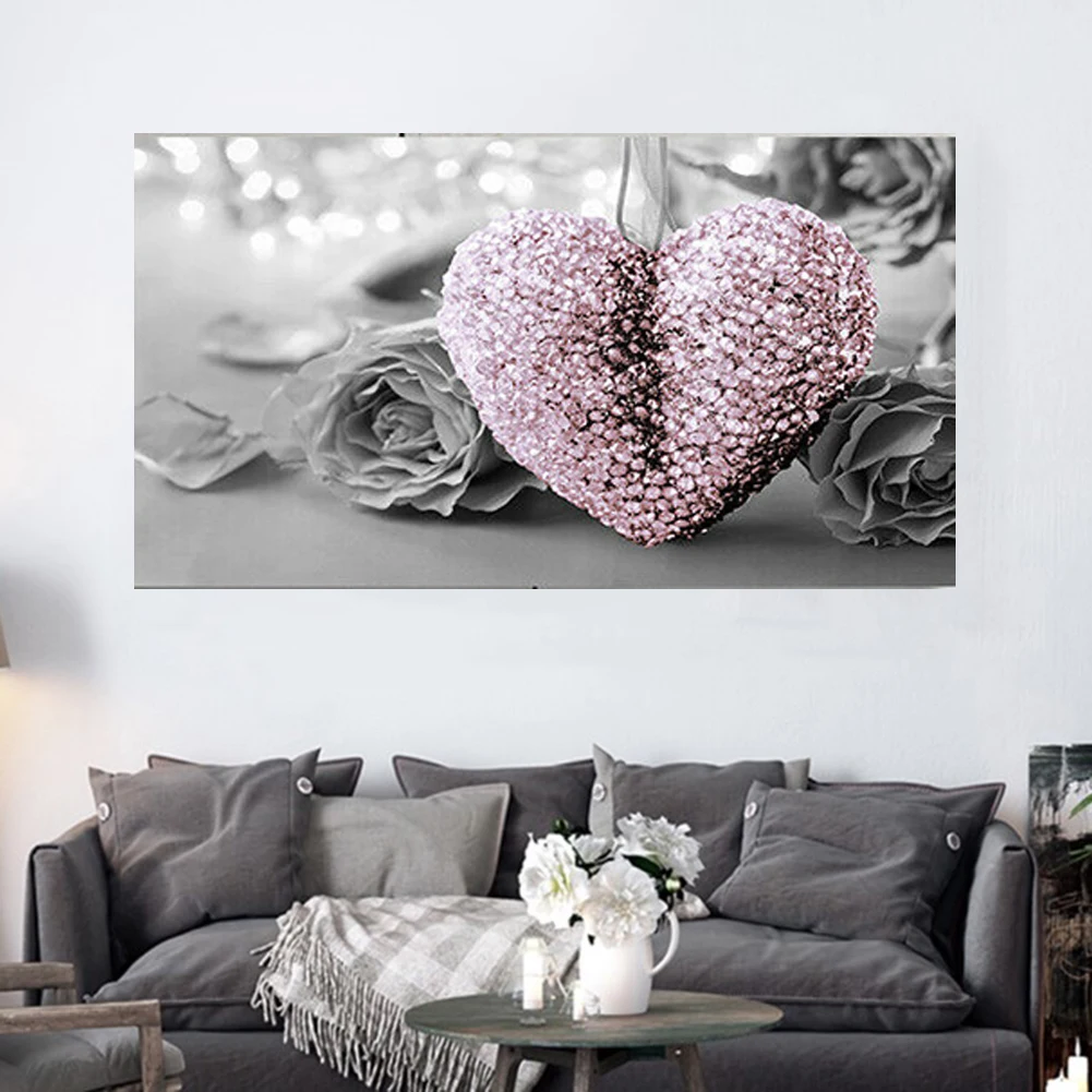 

40*80cm Modern Pink Heart Canvas Printed Art Painting Hanging Picture(No Frame Included) Home Wall Hallway Coffee Shop Decor