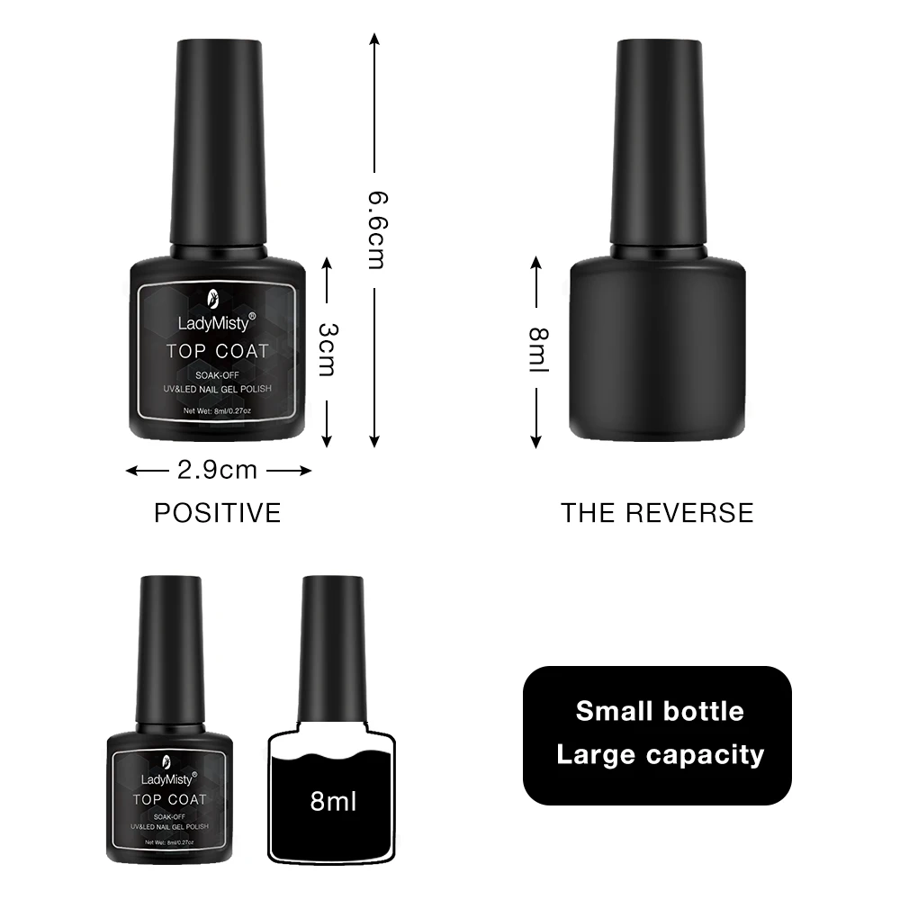 Базовое покрытие LadyMisty гель без протирания 2 шт./лот УФ-светодиодная основа