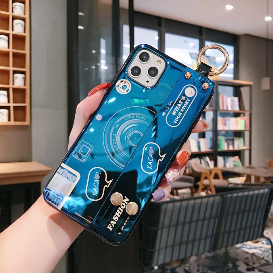 Модный Напульсник для камеры чехол для телефона для iPhone 11 XR XS чехол силиконовый чехол для iPhone 11 Pro Max 7 8 6s Plus Чехол-держатель ремешок - Цвет: 16D