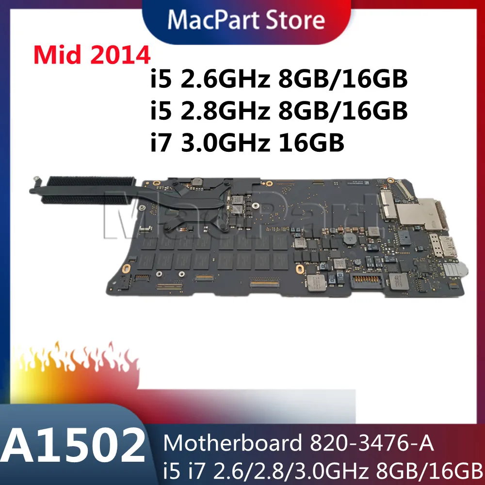 For MacBook ProRetina 13.3&quot A1502 Motherboard 820-3476-A Original i7 2.6/2.8/3.0GHz 8/16GB Logic Board 661-00607 2013 2014 Year |