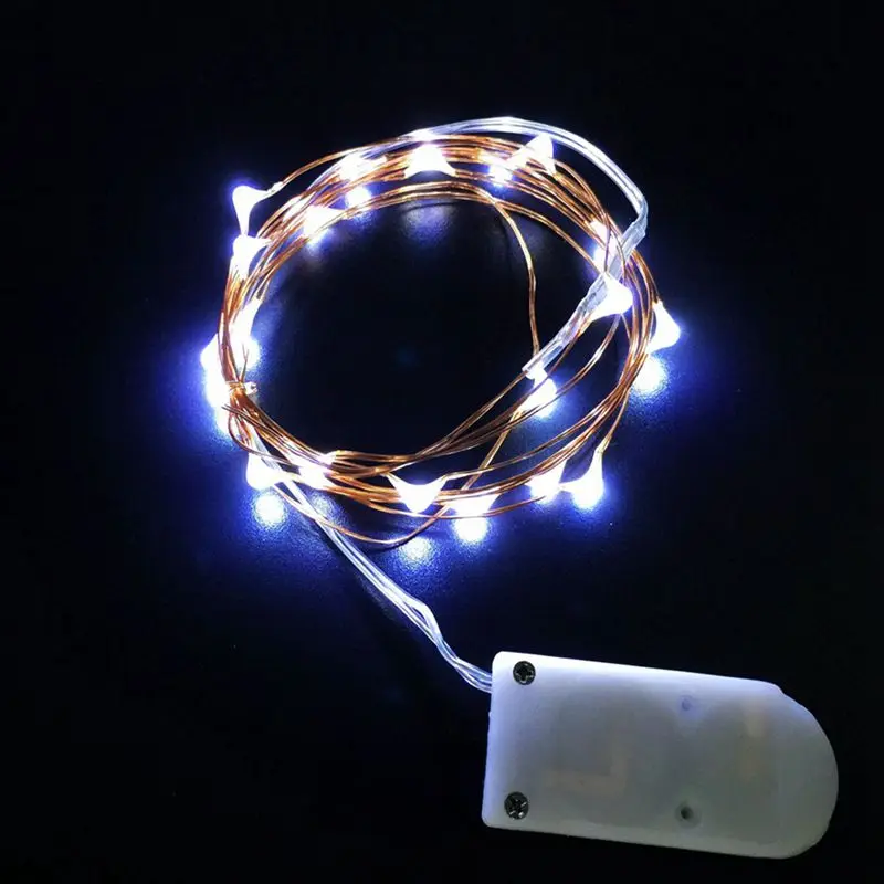 Светодиодные Звездные огни Феи Серебряная медная проволока Кнопка батарея