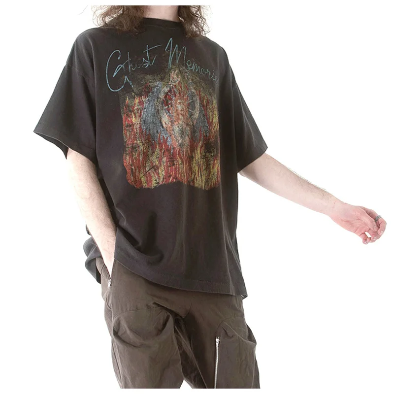 

Футболка Мужская/Женская хлопковая с принтом Иисуса, винтажная Свободная рубашка в стиле рок, старого и серого хип-хоп, с коротким рукавом, в...