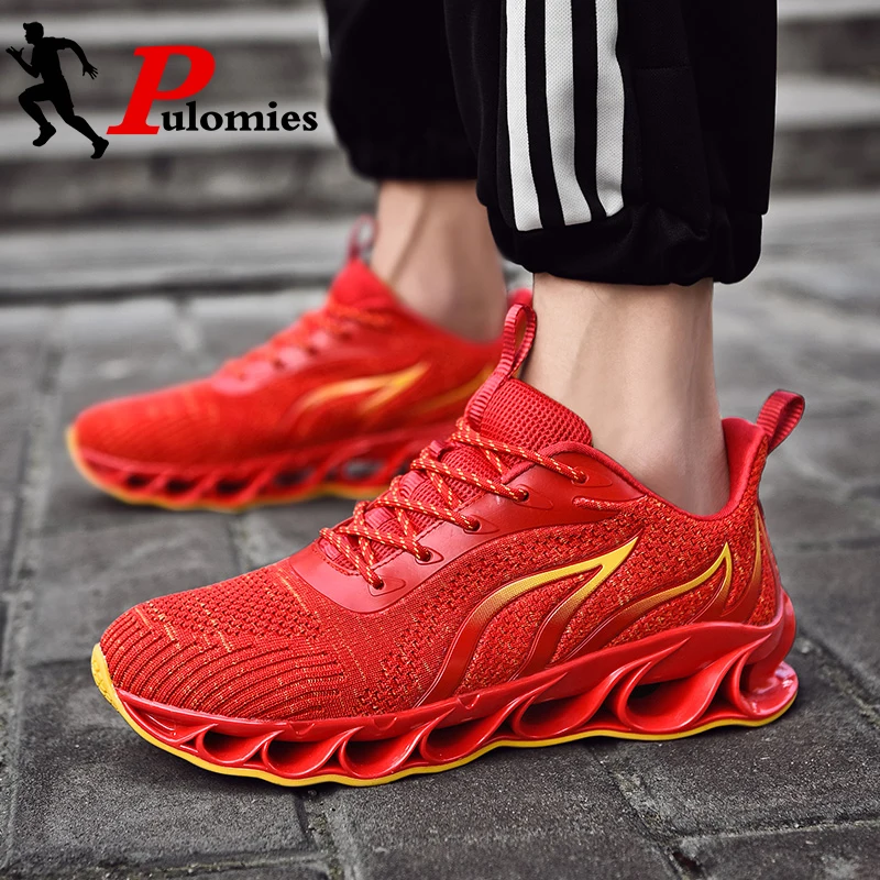 Мужские спортивные весенние кроссовки PULOMIES для бега повседневные со шнуровкой