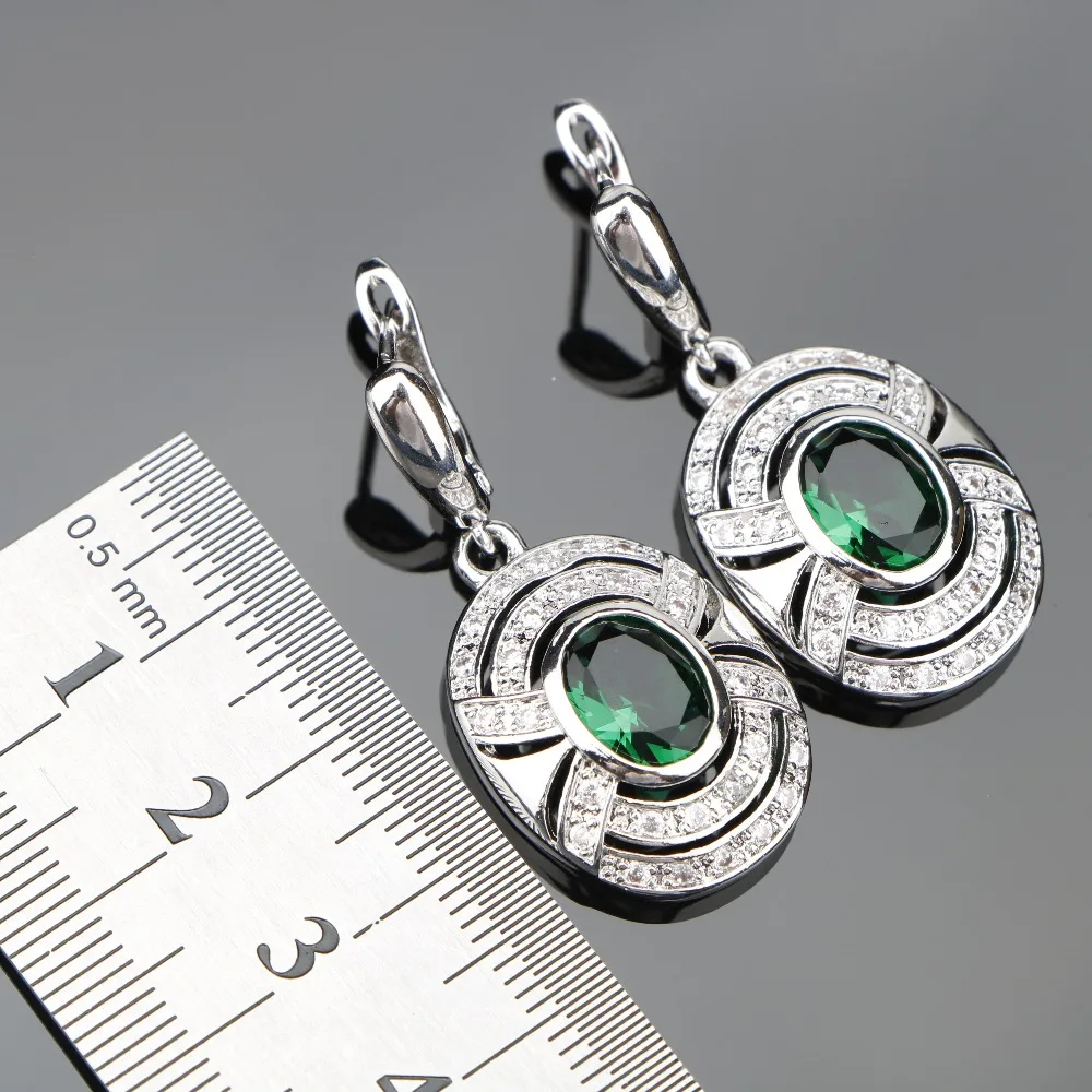 Женский ювелирный комплект из колье и серёг серебра 925 пробы|jewelry sets green|set greenjewelry |