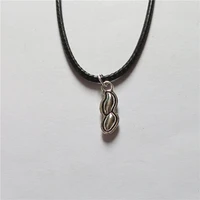 peanut charm choker necklace black leather choker cute peanut pendant tiny nute necklace for woman