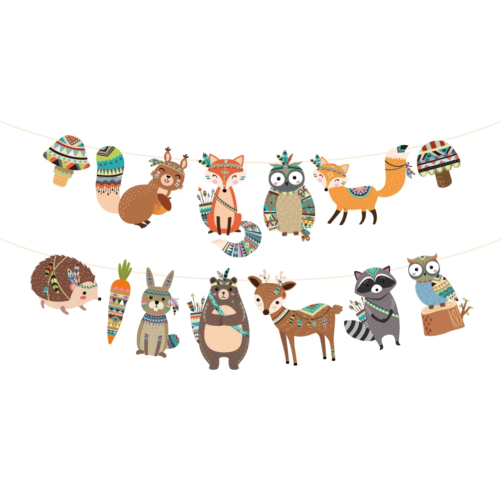 

Forest Jungle Party Disposable Dinner Tableware Sets and decoration for Happy Birthday Wild Animals Baby Shower Party Decoration