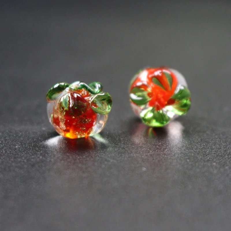 

10Pcs 12mm*10mm Lampwork Glass beads Luminous Beads Lovely Pumpkin beads Red Orange Color for DIY jewelry making
