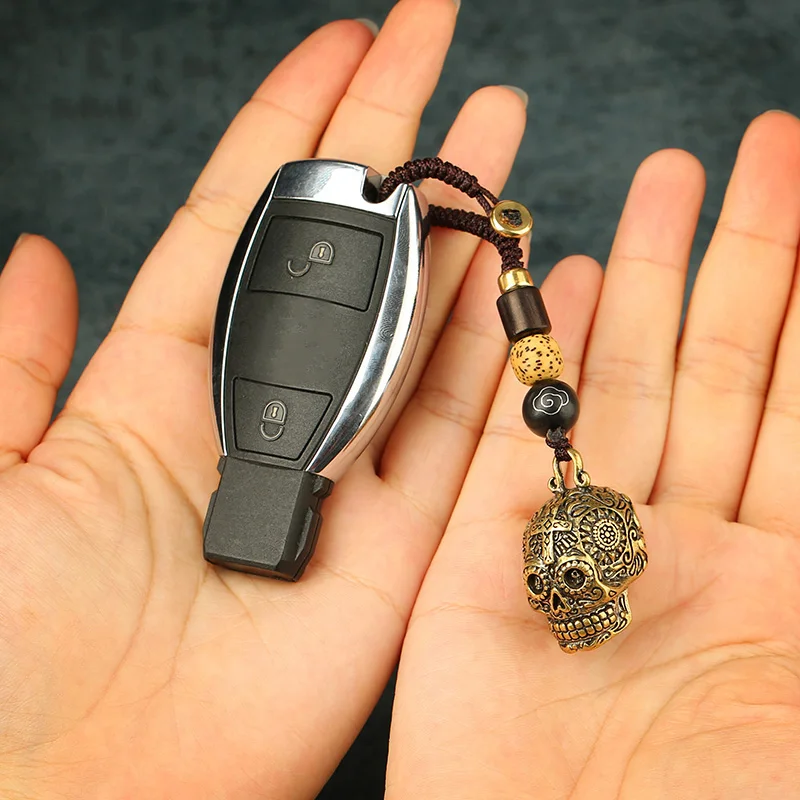Латунные брелки в стиле панк с черепами подвески из чистой меди металлические