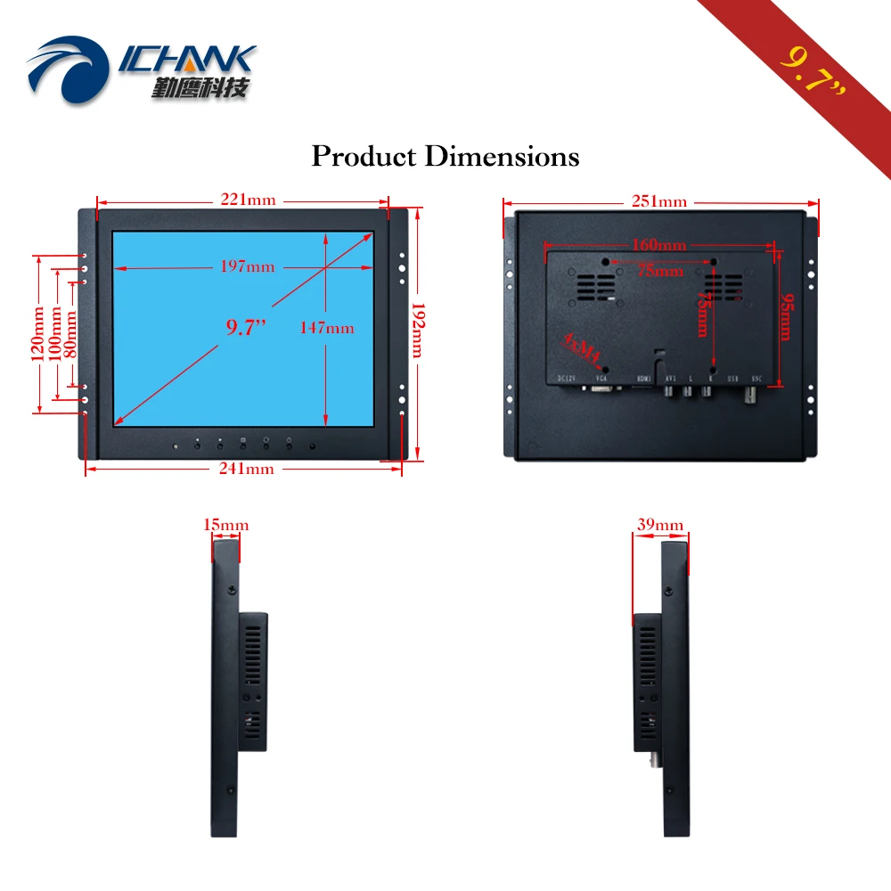 ZK097TC-592D/9 7 дюйма 10 дюймов 1024x768 IPS HDMI встроенный драйвер с открытой рамкой
