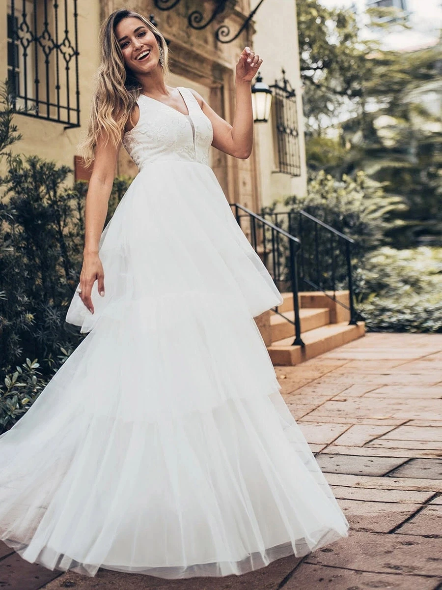 

Women's Fashion V Neck Floor Length Lace Wholesale Bridesmaid Dresses