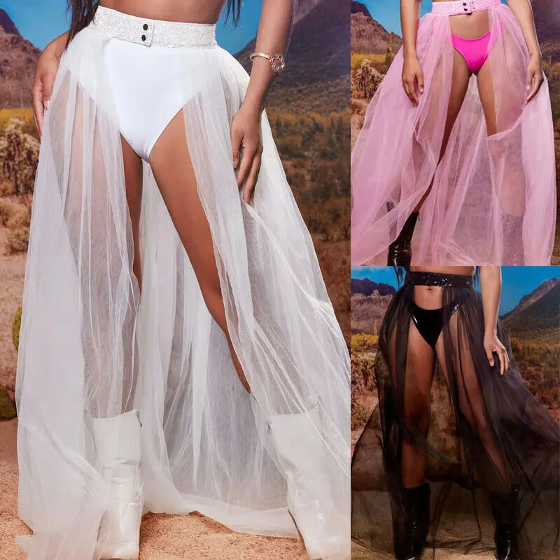 Женская прозрачная пляжная плиссированная юбка длинная юбка-парео с запахом и
