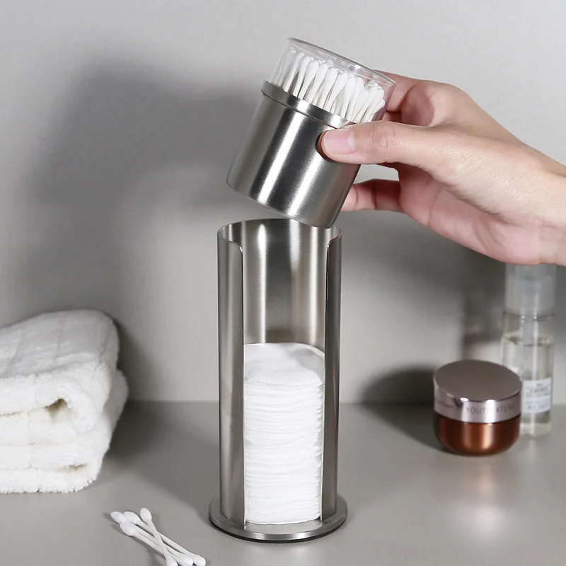 

Stainless Steel Cotton Ball Container Remover Cotton Swab Organizer Holder Cotton Pad Storage Box Remover Paper Organizer