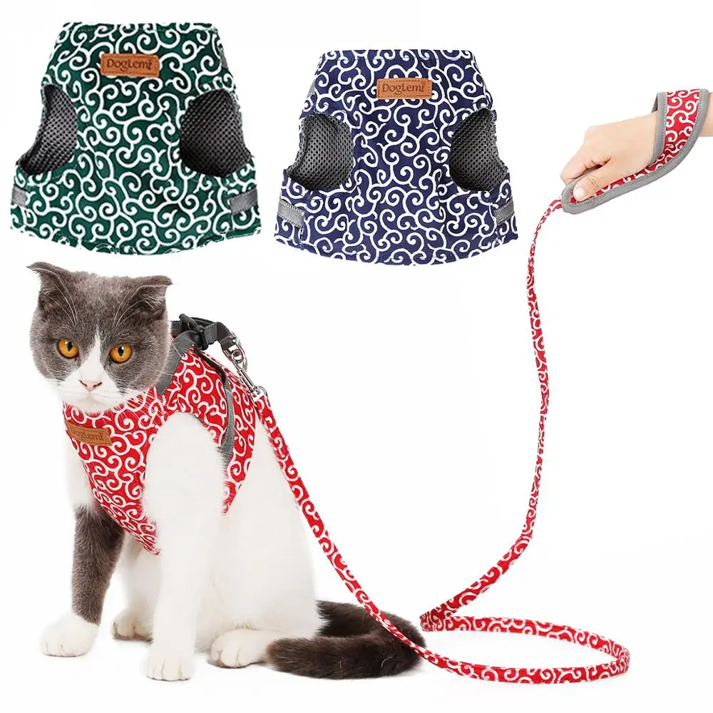 

Reflective Cat Harness And Leash Set Nylon Mesh Kitten Puppy Dogs Vest Harness Leads Pet Clothes For Small Dogs Yorkies Pug