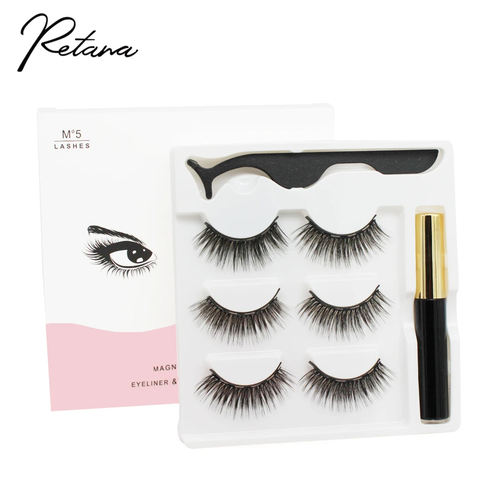 Magnetic Eyelashes 3D false eyelashes magnetic liquid eyeliner waterproof durable tweezer set hand eyelash makeup tool