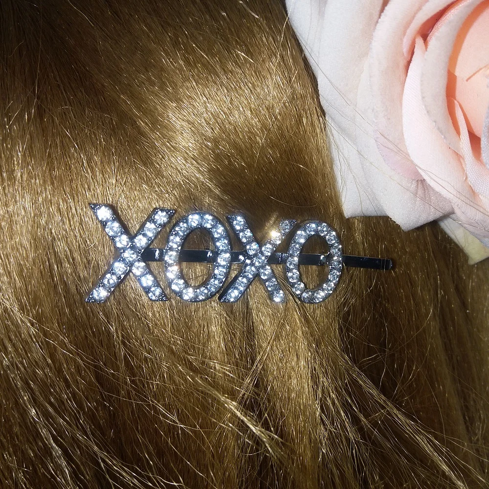 Модные аксессуары для волос заколка стразы золотые шпильки с надписью |