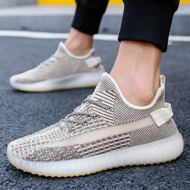 

Summer and Autumn new Men's Sports shoes transparent soles, coconut shoes, Fly weave men's Sneakers, TPR overtop Casual shoes