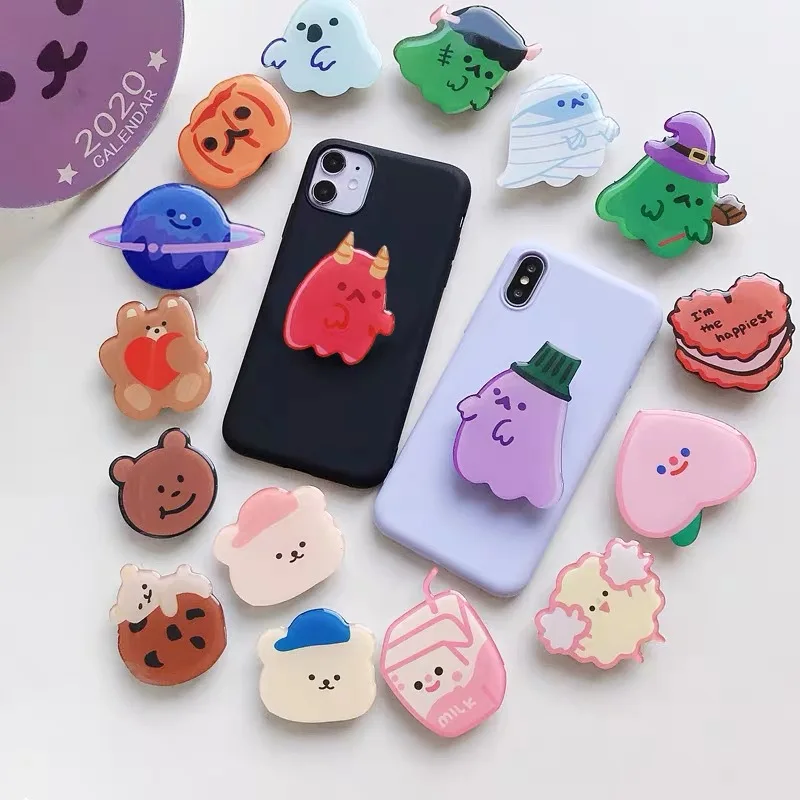 

3D Lazy Mobile Phone Ring Holder Socket Korea ins Cute Phone Holder Cartoon Bear Bracket Hand Grip Mount Stand for all phones