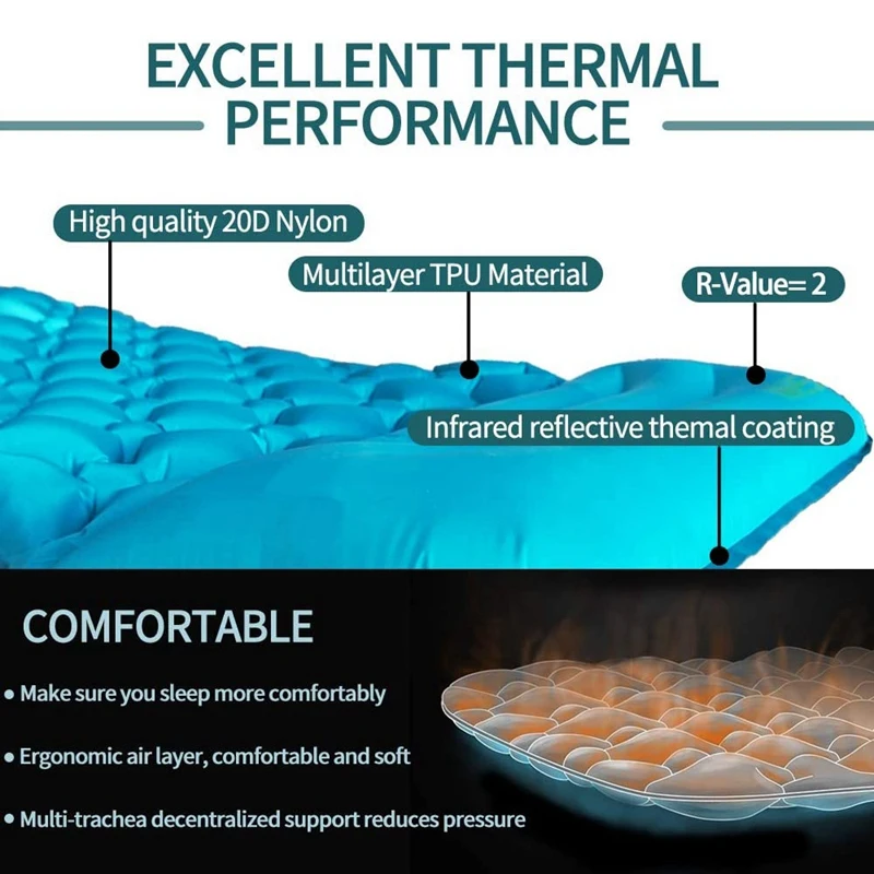 comprar Almofadas De Dormir Acampamento Com Travesseiro Dobrável Inflar Cama única Portátil à Prova Dportable água Almofada Ar Para Trekking Mochila