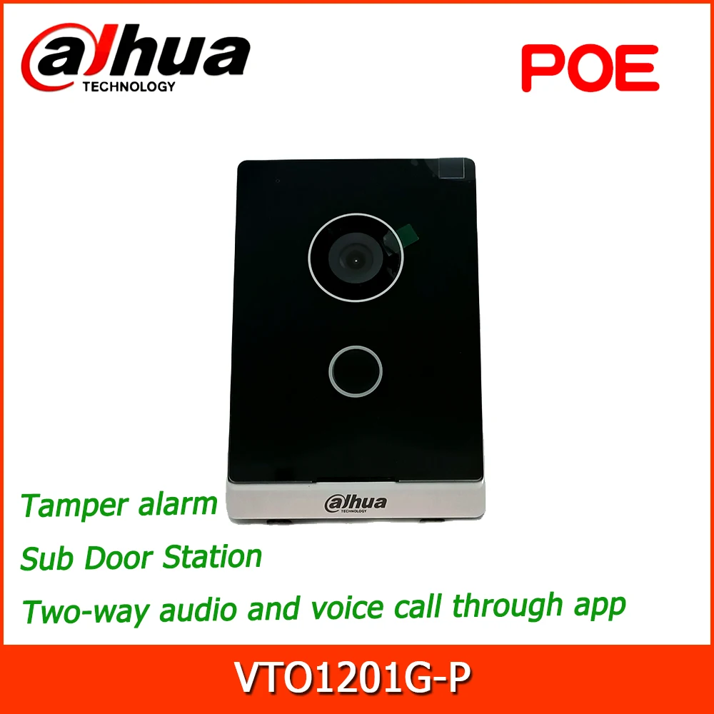 

Dahua VTO1201G-P дополнительная дверная станция PoE IP65, ИК-подсветка, ночное видение, двустороннее аудио и Голосовое управление через приложение