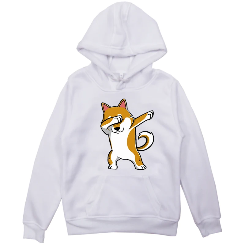 Детские вельветовые толстовки для мальчиков и девочек Dab Kawaii Shiba Inu повседневные