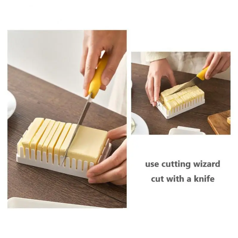 

Transparent Plastic Butter Cutting Storage Box Cheese Cutter Slicer Keeper Tray Container With Lid Kitchen Food Cooking Tool