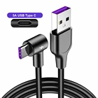 USB C кабель для быстрой зарядки 5A для Xiaomi 90 углов, зарядное устройство, кабели передачи данных 1 м 2 м C провод, зарядное устройство, телефонные кабели для Huawei Mate