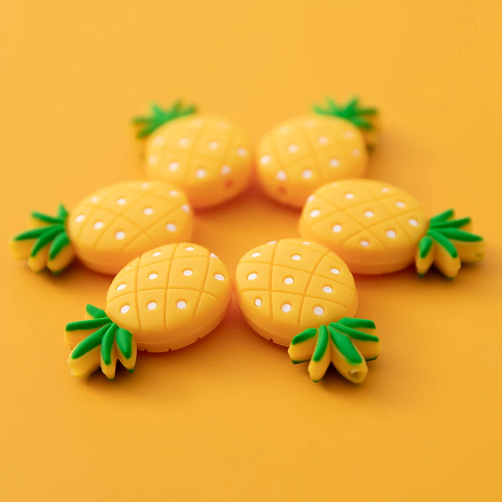 

Baby Silicone Pineapple Neckace Beads Silicone Teether Baby Toys Baby Teether Food Grade Silicone Beads DIY baby necklace