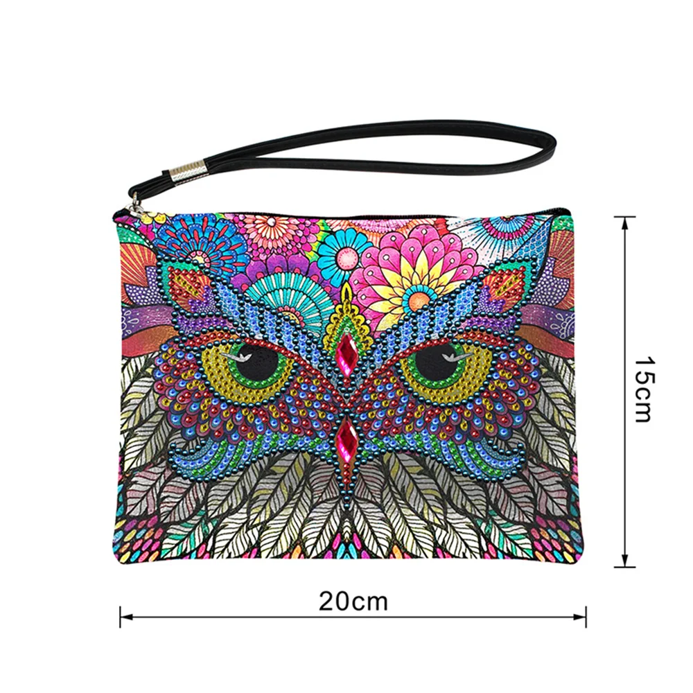5D алмазная живопись Сова бабочка цветок кожаный кросс-боди кошелек женский клатч