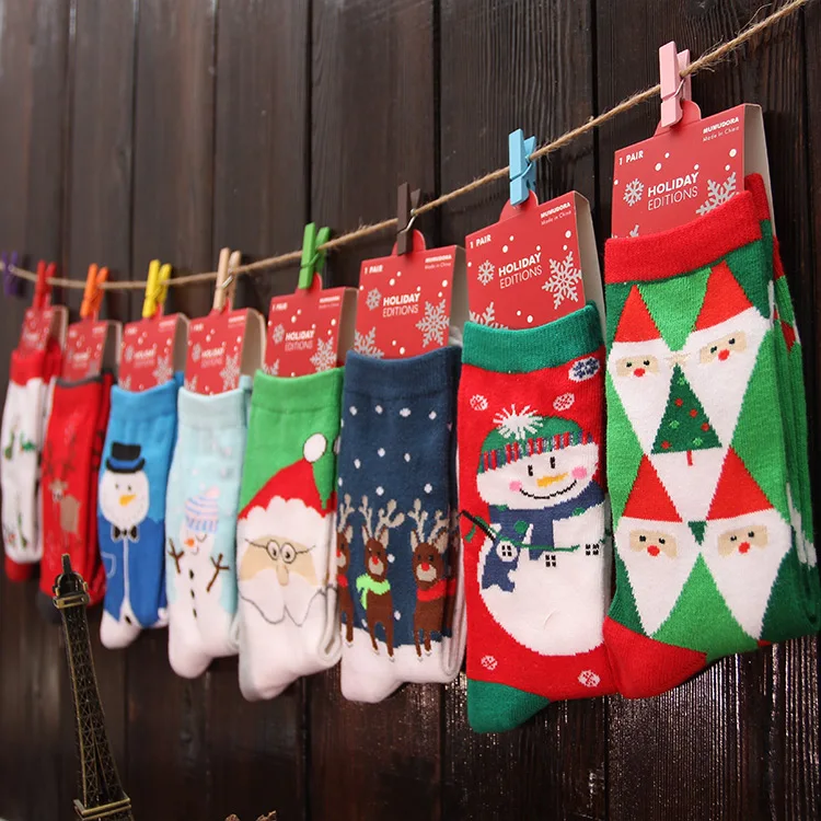 Рождественские Праздничные Носки Хлопковые вязаные рождественские носки для
