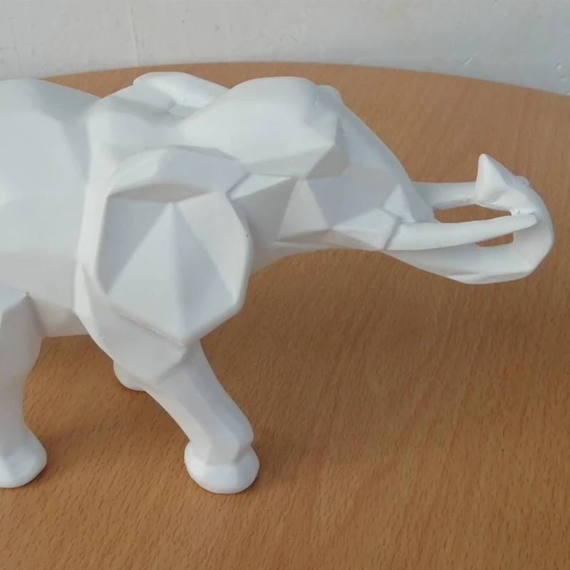 

Modern Geometric Abstract White Elephant Statue Resin Ornaments Home Decoration Gifts Resin Elephant Sculpture