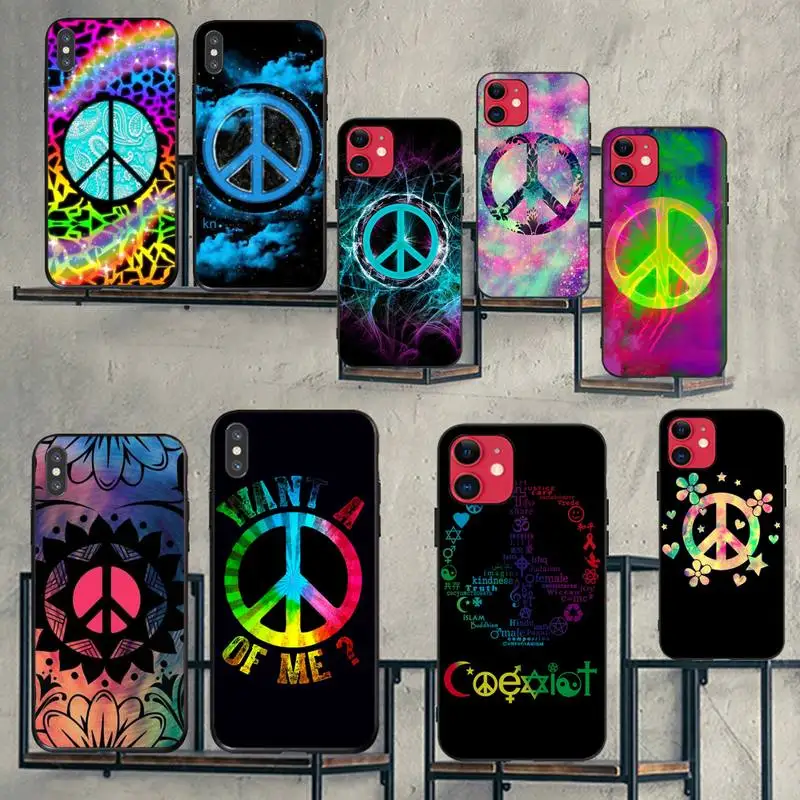 

HPCHCJHM Art Peace Symbols Coque Shell Phone Case for iPhone 11 pro XS MAX 8 7 6 6S Plus X 5S SE 2020 XR case