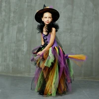 baby halloween witch dresses girls fancy tutu dress carnival witch cosplay outfits disguise cloth nina disfraz performance dress