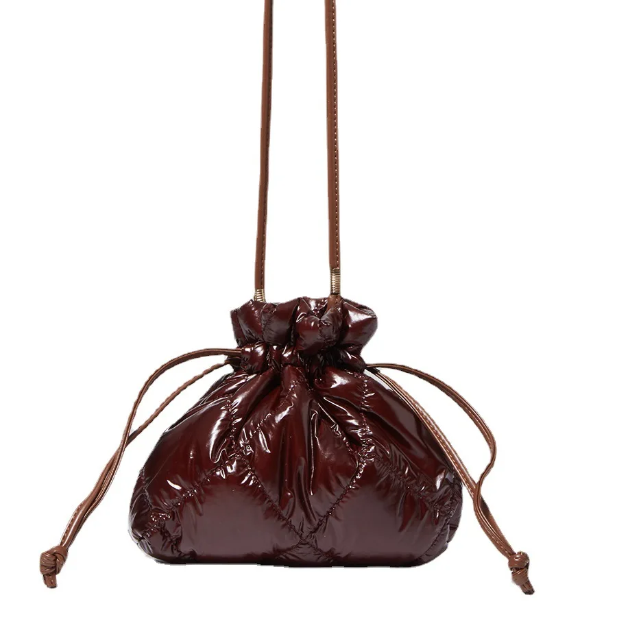 

Lnv Women's Bag Nylon Down Cotton Crossbody Bag Winter Purses Mobile Phone Package Drawstring Small Handbag Shoulder Bags 2021