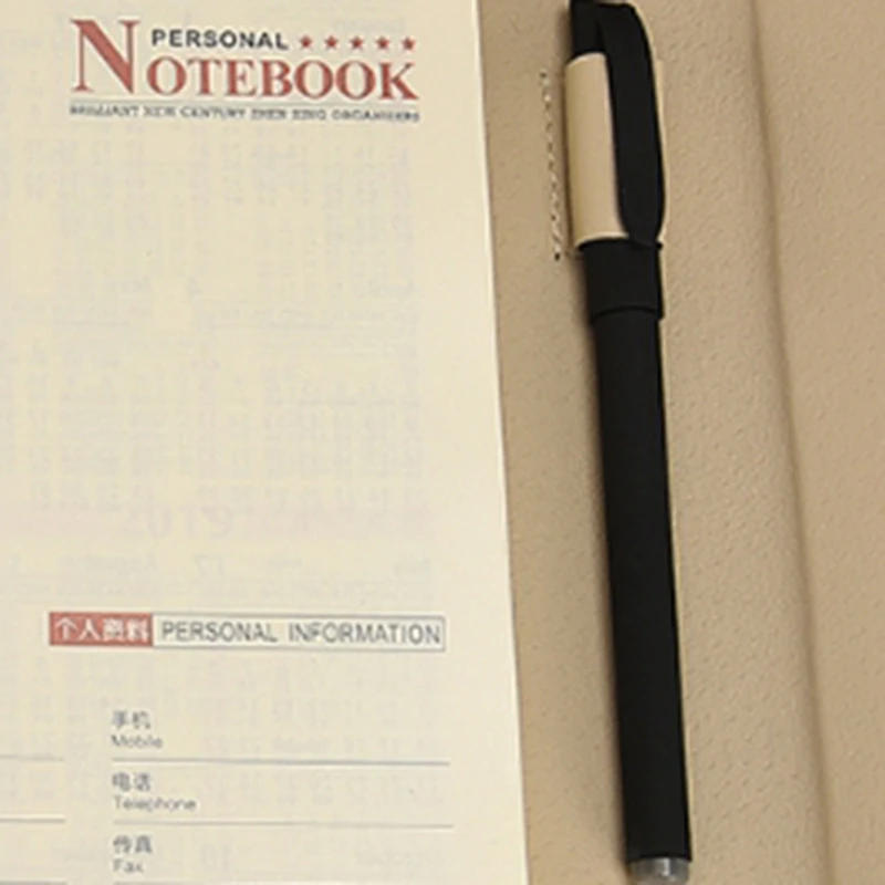 

Notebook A5 Leather Case Binder Can Fill the Notebook, 4 Business Card Pockets with Pen Holder, Stone Buckle, Pen