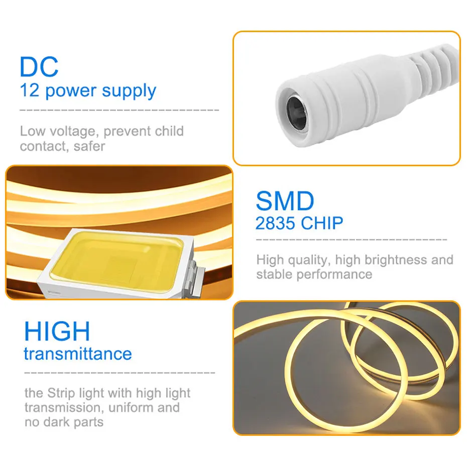 Светодиодная лента 2835SMD 12 В постоянного тока гибкий неоновый переключатель для