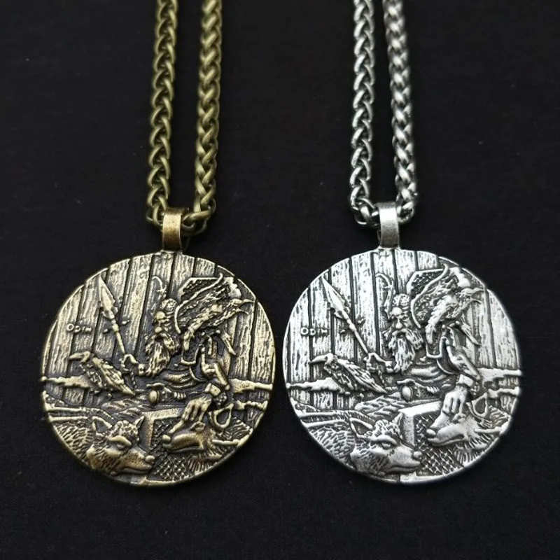 Волк и Ворон с подвеской Odin ожерелье викингов амулет талисман Jwelry для женщин
