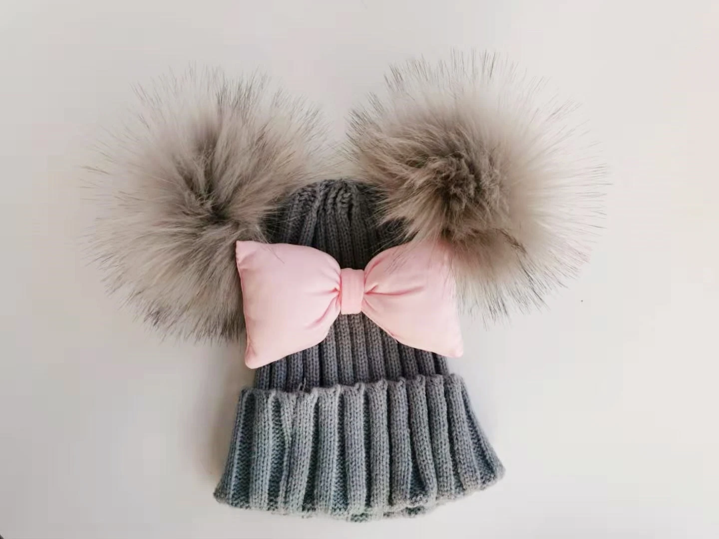 Шапка-бабочка для новорожденных с 2 помпонами и ушками мальчиков девочек |