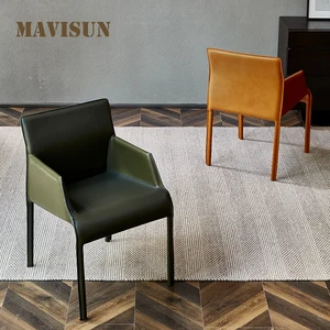 Restaurants Chairs For Kitchen Household Furniture Modern Minimalist Style Upholstered Side Leather Dining Room Chair In Green