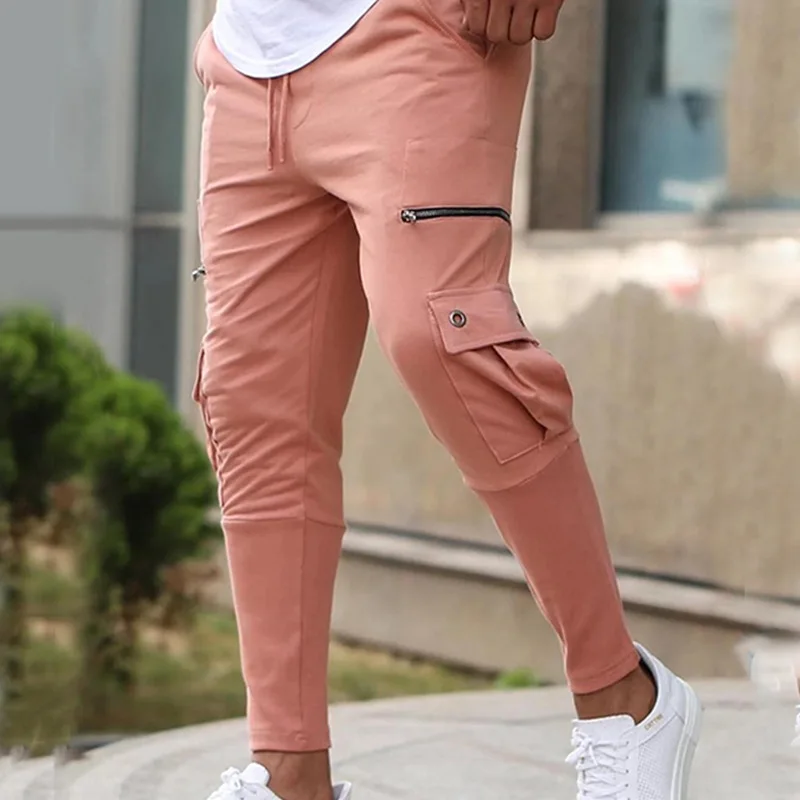 

GYMOHYEAH Fashion Brand Men's Solid Color Multicolor Sweatpants Male Simple Wild Trousers Spring Fall New Drawstring Casual Pant