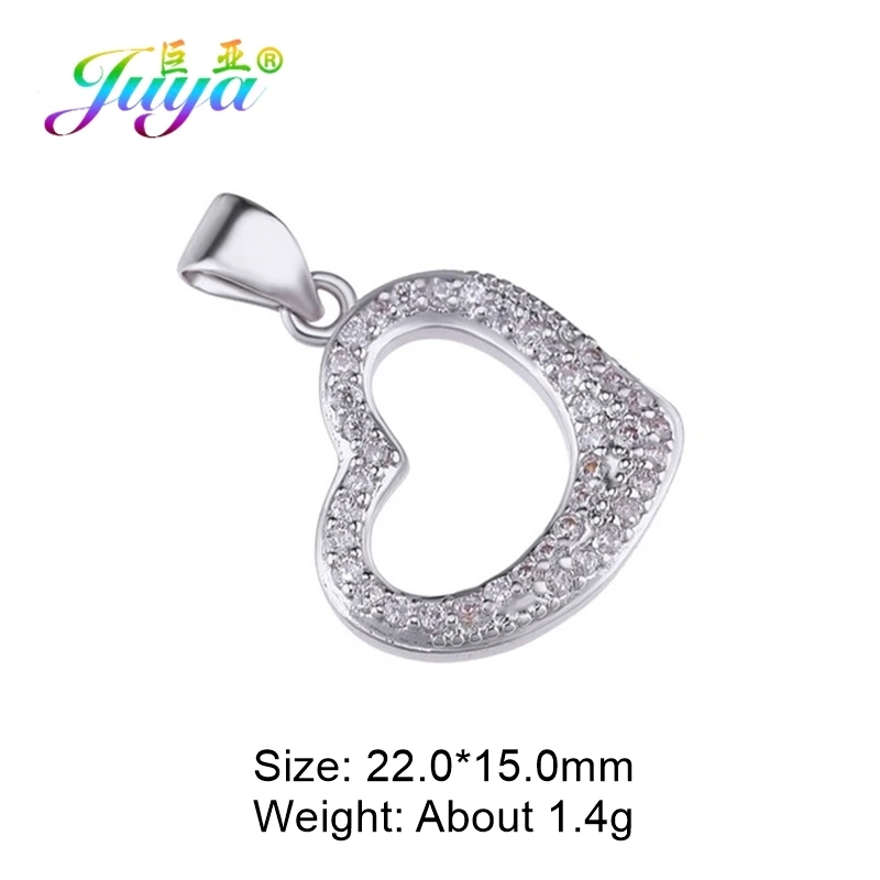 Juya Micro Pave Циркон золото/серебро/розовое золото Любовь Подвеска в виде сердца поставки для женщин модные ювелирные изделия - Окраска металла: White Gold